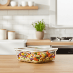 1170ml Large Square Borosilicate Glass Meal Container | Vented Lid for Easy Reheating