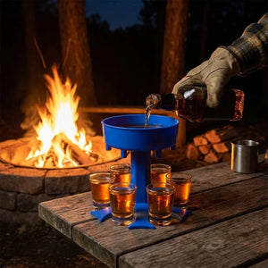 6 Shot Glass Dispenser with 6 Glasses | Beverage & Drink Dispenser Holder for Home Bar, Parties & Gatherings