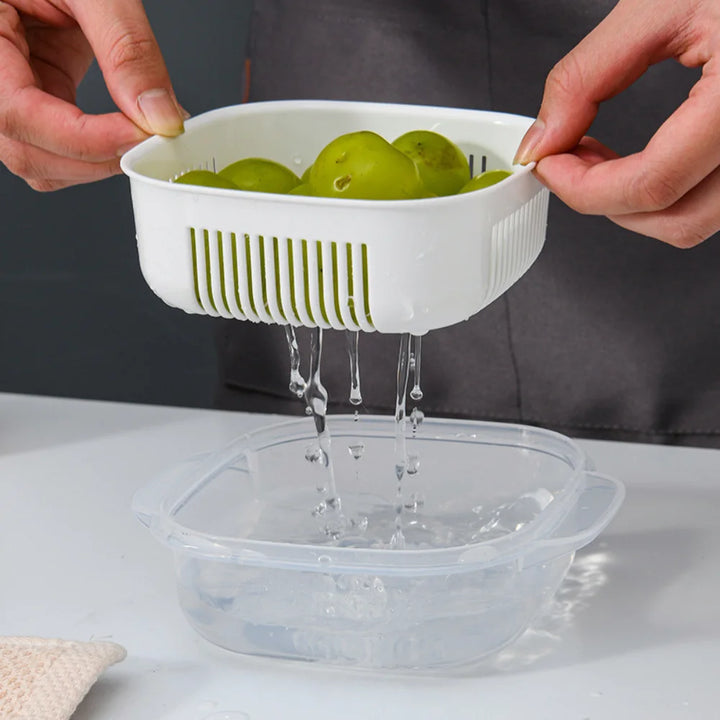 4Pcs Multi-Compartment Produce Storage Box | Airtight Fridge Organizer for Fruits, Vegetables, Garlic & Ginger