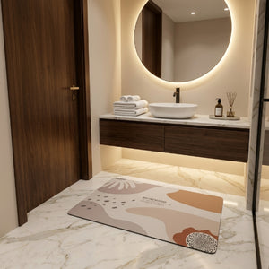 Abstract Minimalist Bathroom Floor Mat | Soft Non-Slip Absorbent Bath Rug Modern Decorative Bathroom Door Mat Quick Dry Washable Floor Carpet