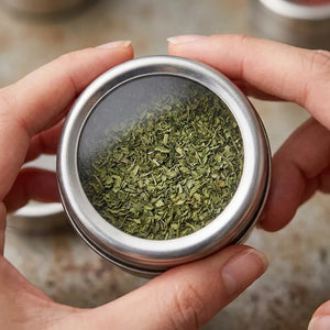 9PCS Stainless Steel Magnetic Spice Jar Set with Rack | Masala Storage Containers for Salt, Pepper & Seasonings