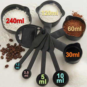 8-Piece Measuring Cups & Spoons Set | Plastic Measuring Tools for Baking, Cooking, Dry & Liquid Ingredients