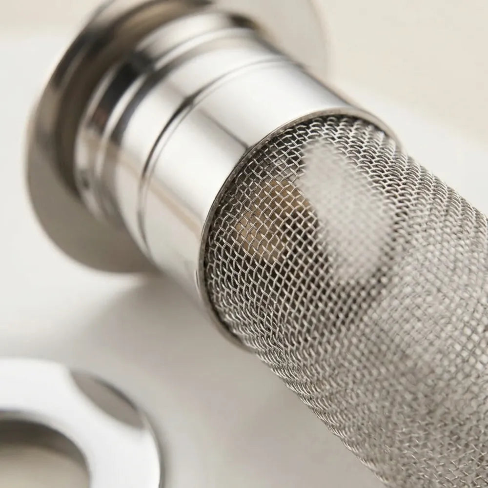 Stainless Steel Push Button Sink Strainer & Drain Stopper | Rustproof Wash Basin Filter for Kitchen, Bathroom & Utility Sinks