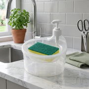 Press Type Liquid Soap Dispenser with Sponge Holder | Refillable Dishwashing Pump Container