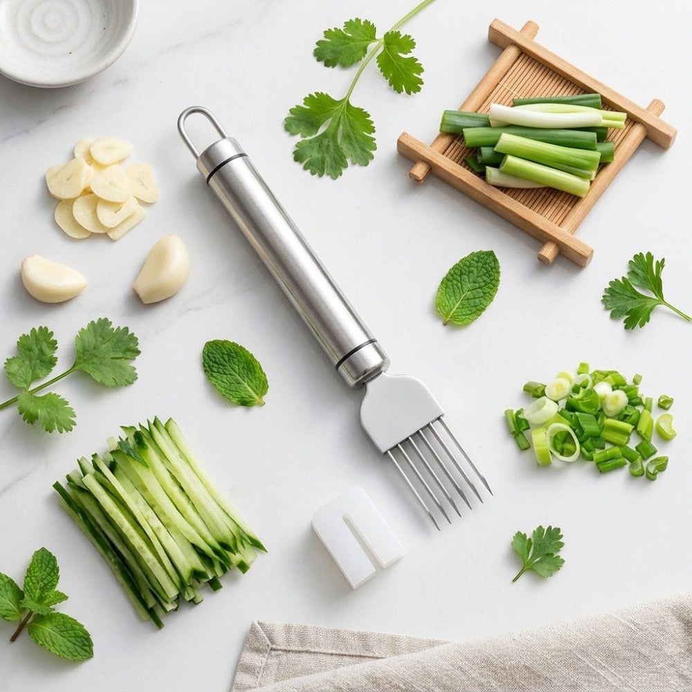6-Blade Stainless Steel Vegetable Grater & Scallion Cutter | Onion, Herbs & Vegetable Shredder | Multi-Blade Chopping Knife