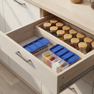 3-in-1 Airtight Masala Box with 3 Spoons | Transparent Spice & Dry Storage Container for Kitchen