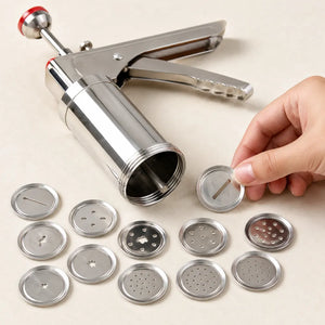 15-in-1 Stainless Steel Kitchen Press | Idiyappam, Murukku, Chakli, Sev, Noodles, Gathiya & Cookie Maker with Multiple Discs