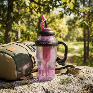 1300ml Ice Cream Theme Tumbler with Straw & Fruit Infuser | Leakproof Sports Water Bottle with Handle, Large Capacity Detox Sipper Cup for Gym, Travel & Daily Hydration