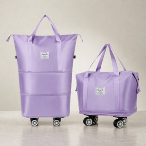 Foldable Expandable Travel Duffle Bag with Wheels – Large Capacity Rolling Trolley Weekend Bag for Travel & Luggage Storage
