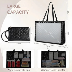 Elegant Laptop Tote Bag with Insulated Lunch Compartment | Stylish Quilted Work Shoulder Bag for Women, Office & Travel