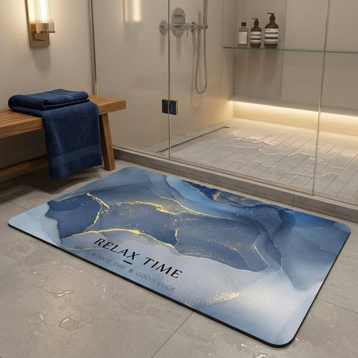 Luxury Marble Relax Time Door Mat | Anti-Slip Soft Floor Rug | Modern Bathroom & Entrance Home Decor Mat
