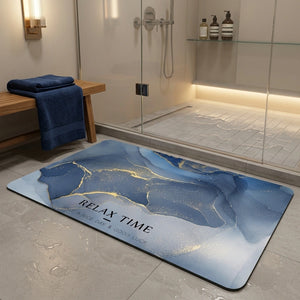 Luxury Marble Relax Time Door Mat | Anti-Slip Soft Floor Rug | Modern Bathroom & Entrance Home Decor Mat