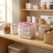 3-Layer 36 Grid Egg Storage Container for Refrigerator | Stackable Plastic Egg Tray with Lid | Food-Grade Fridge Egg Organizer