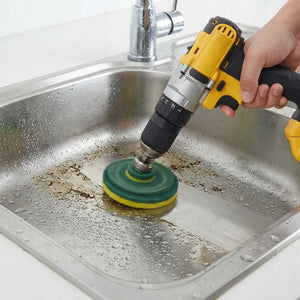 8PCS Drill Brush Cleaning Attachment Set | Nylon Scrub Brushes & Scouring Pads for Bathroom, Kitchen, Tile, Floor & Car Cleaning