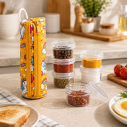 5PCS Portable Spice Jar Set | 5-in-1 Stackable Seasoning Bottles with Holder | Travel, Picnic, Camping & Kitchen Spice Organizer