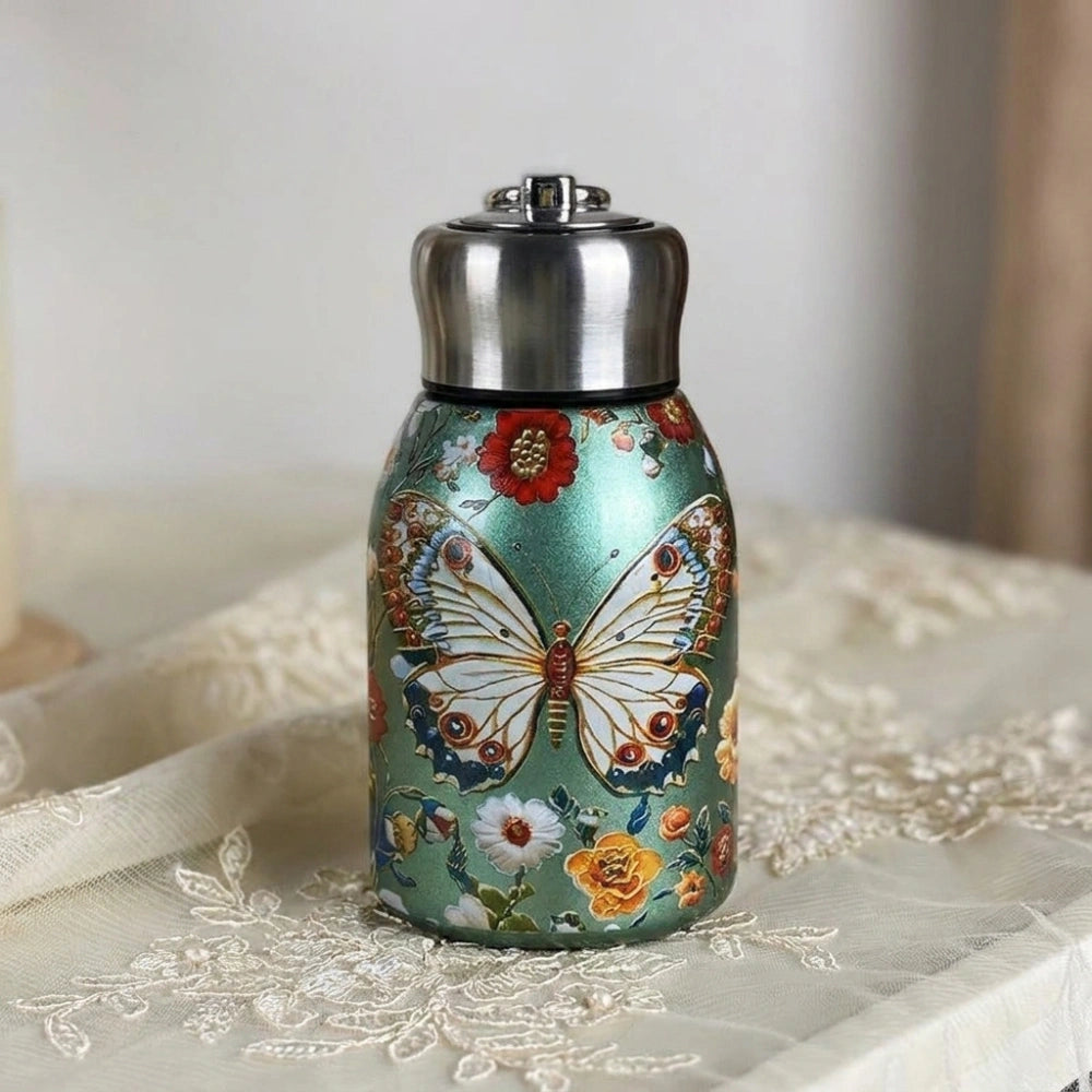 300ml Butterfly Print Stainless Steel Vacuum Insulated Water Bottle | Double Wall Hot & Cold Thermos Flask | Premium Mini Handy Bottle