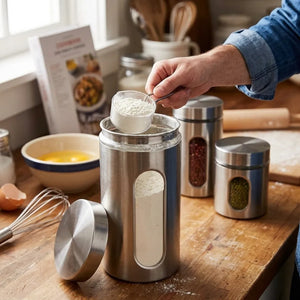 550ml Airtight Glass Storage Jar with Stainless Steel Lid | Clear Food Storage Canister for Kitchen