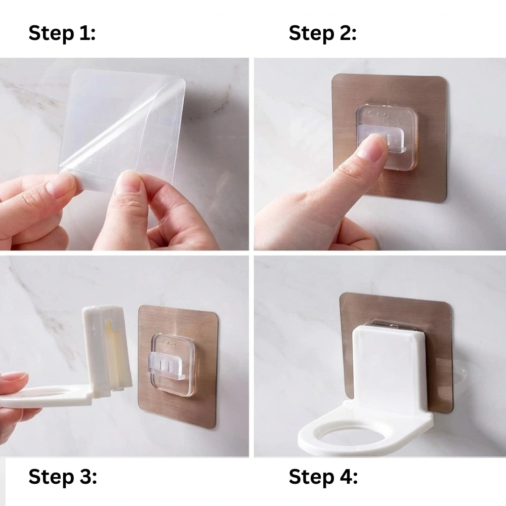 Wall Mounted Shampoo & Soap Bottle Holder | Self Adhesive No Drill Bathroom & Kitchen Dispenser Rack