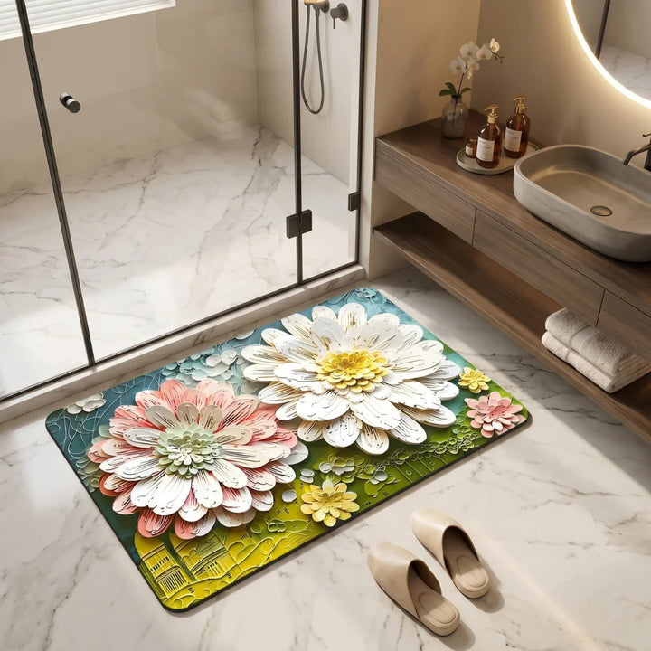 3D Floral Printed Door Mat | Anti-Slip Soft Floor Rug for Bathroom, Bedroom & Entra