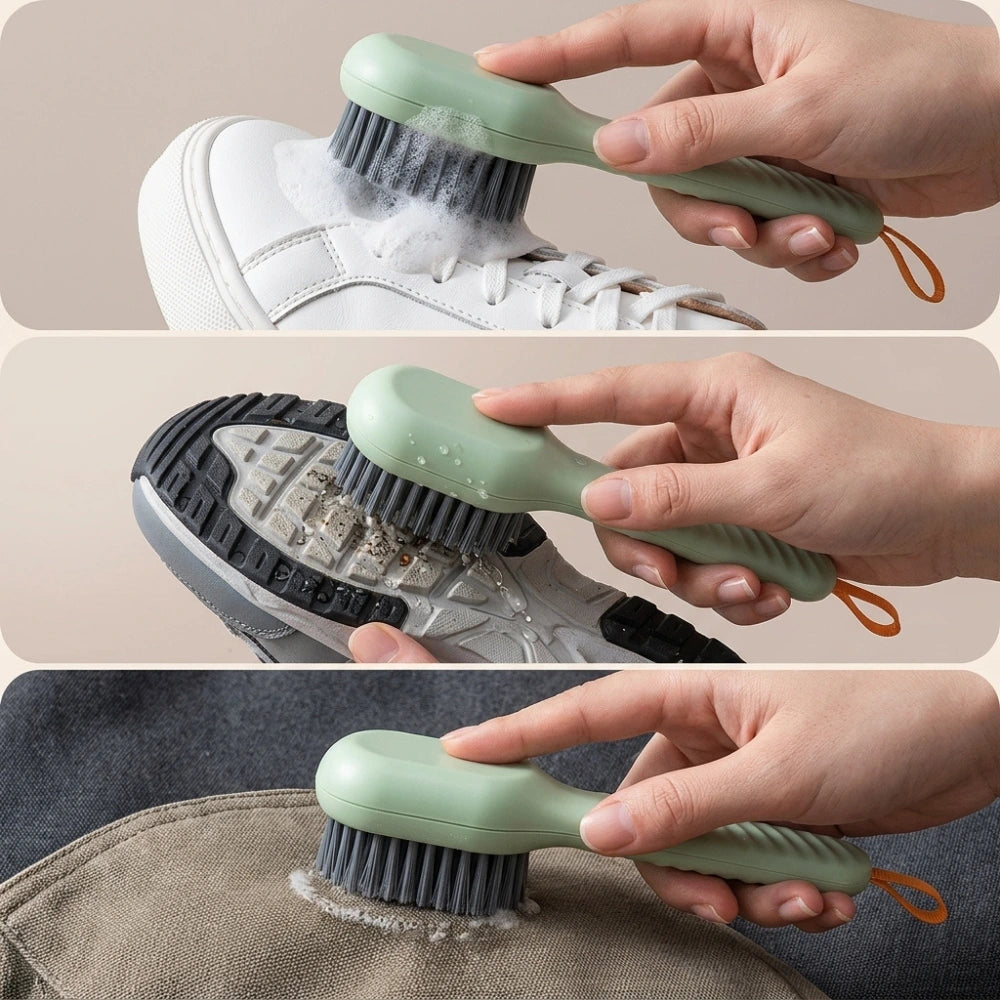 Shoe Cleaning Brush with Soap Dispenser Handle | Soft Bristle Scrubber for Shoes, Boots & Sneakers