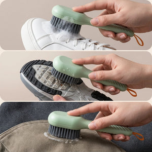 Shoe Cleaning Brush with Soap Dispenser Handle | Soft Bristle Scrubber for Shoes, Boots & Sneakers