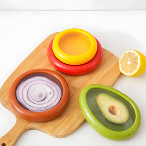 Silicone Fruit & Vegetable Fresh Cover Set (4 PCS) | Anti-Oxidation Food Storage Lids for Fridge