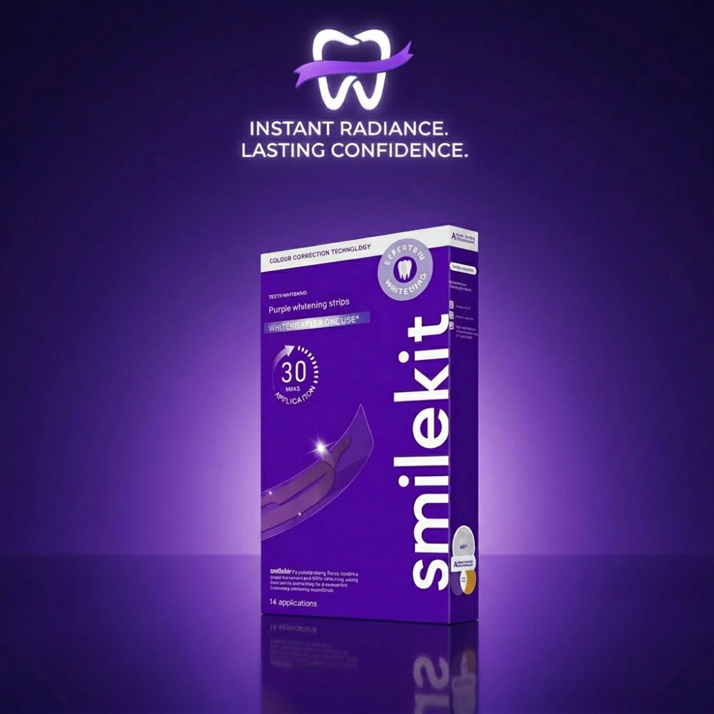 Purple Teeth Whitening Strips Kit | Enamel Safe Whitening Strips for Sensitive Teeth | Removes Yellow Stains & Whitens Teeth Fast | 7 Strip in pack 1