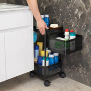 2-Layer Square Multipurpose Storage Trolley with Wheels | Rotating Organizer for Home & Office