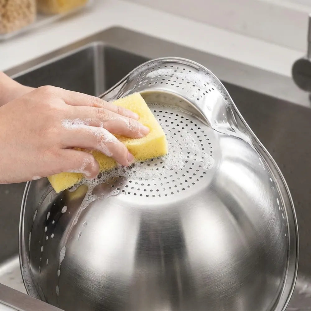 4-in-1 Rice Washer Bowl | Multipurpose Rice Washing, Straining, Mixing & Food Prep Bowl for Kitchen