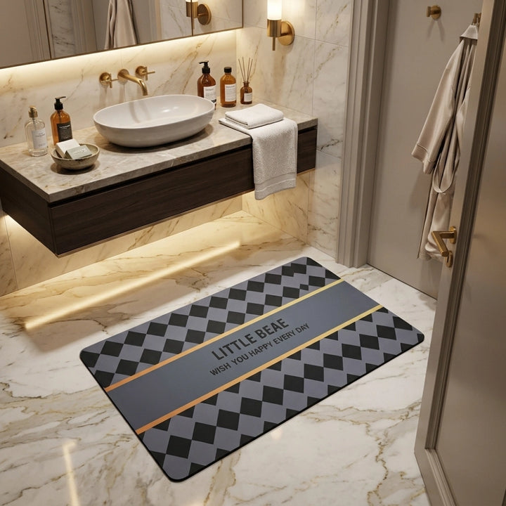 Little Beae Printed Bathroom Mat | Soft Quick Dry Anti-Slip Absorbent Floor Rug for Bathroom Entrance & Bedroom