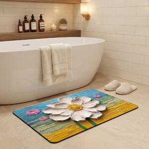 3D Floral Anti-Slip Door Mat | Soft Absorbent Washable Floor Rug for Bathroom, Bedroom & Entrance