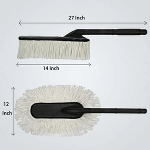 Super-Soft Microfiber Car Duster Brush with Detachable Handle| Strong Absorption, Scratch-Free Cleaning Tool for Wet & Dry Dusting/Polishing/Washing for Bike, Car, Truck, Office, Kitchen-White