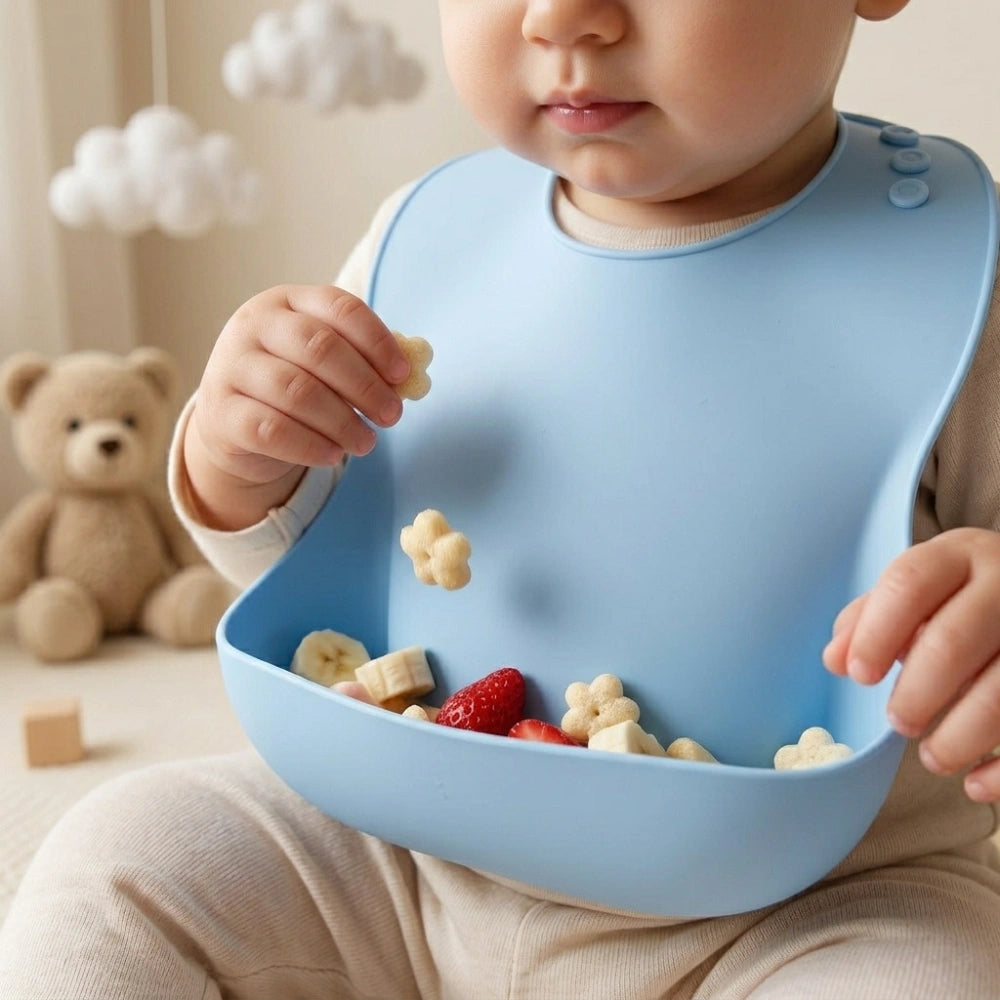 Silicone Baby Feeding Bib with Food Catcher | Waterproof Weaning Bib for Babies And Toddlers