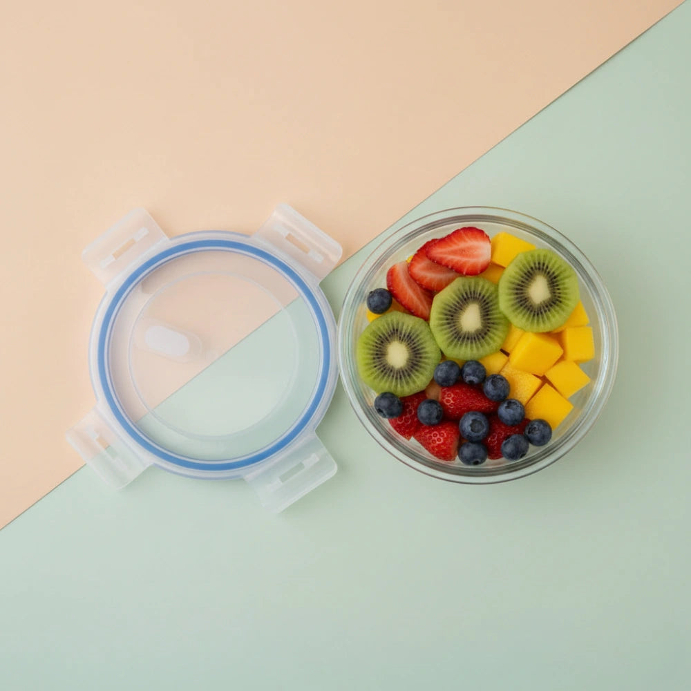 Round Glass Lunch Box 370ML (1 Pc) | Borosilicate Airtight Food Storage Container