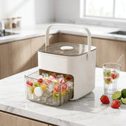 Double Layer Ice Cube Maker with Storage Box, BPA-Free Plastic, Push-Button Release, Transparent Drawer, Carry Handle