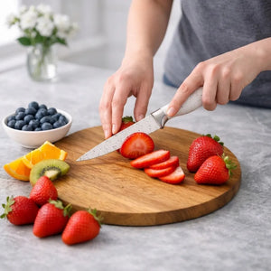 8-Inch High Carbon Stainless Steel Chef Knife | Speckled Non-Stick Coating | Sharp Kitchen Knife with Ergonomic Handle