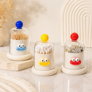 Transparent Cotton Buds & Toothpick Holder with Lid | Cotton Swab Dispenser & Bathroom Vanity Organizer for Makeup & Kitchen