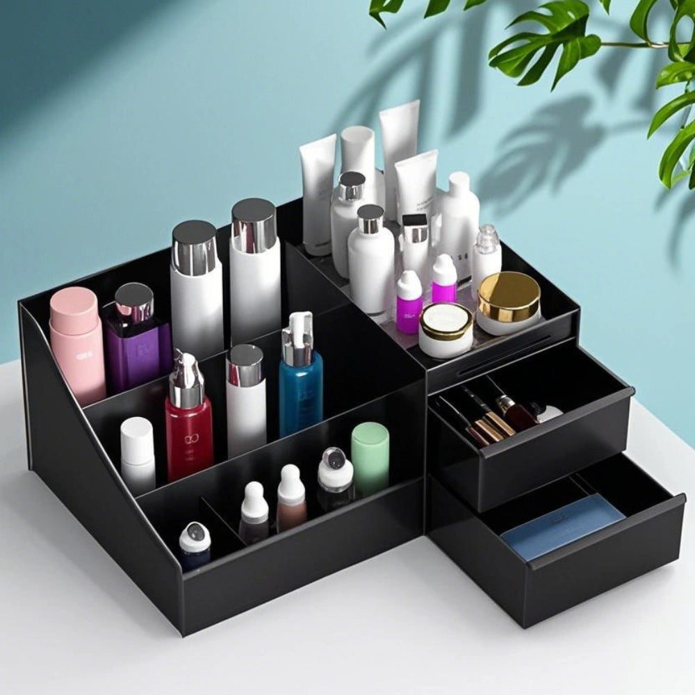 Multifunction Plastic Desktop Organizer with Drawers | Makeup, Skincare, Lipstick & Office Stationery Storage Holder