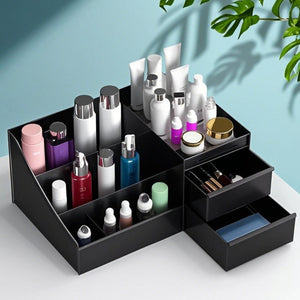 Multifunction Plastic Desktop Organizer with Drawers | Makeup, Skincare, Lipstick & Office Stationery Storage Holder