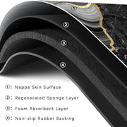 2-Piece Luxury Black & Gold Marble Kitchen Mat Set – Non-Slip Anti-Fatigue Washable Runner Rugs for Kitchen & Hallway