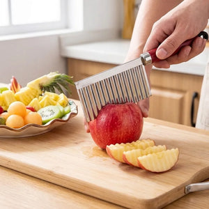 Stainless Steel Crinkle Potato Cutter | Wavy Vegetable Slicer Knife for French Fries, Chips & Garnishing