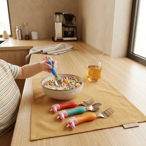 Unicorn Baby Feeding Spoon & Fork Set | Silicone Handle Stainless Steel Cutlery for Babies, Toddlers & Kids | BPA-Free Self Feeding Tableware