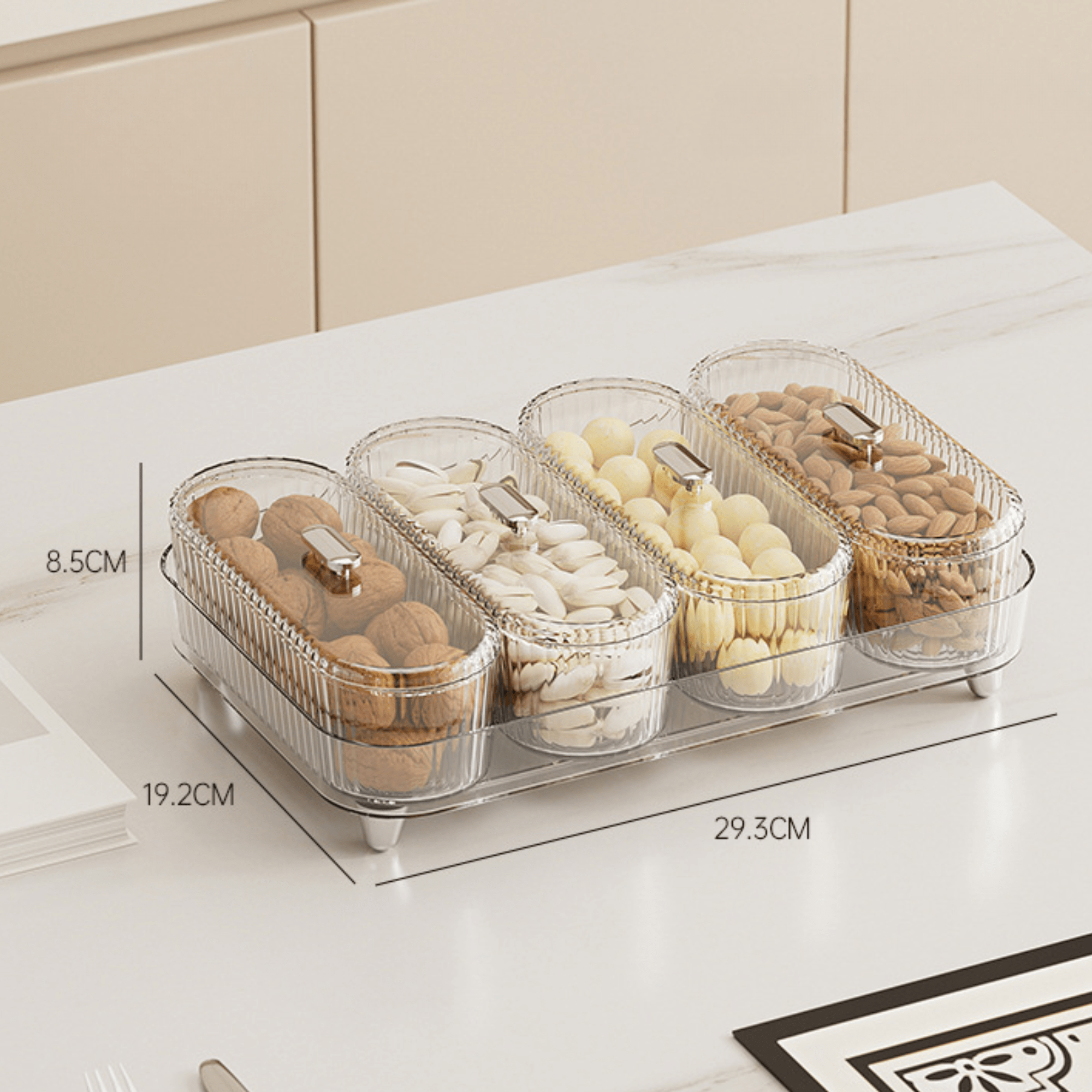 4-Compartment Snack Tray with Lid | Portable Fruit & Kids Lunch Organizer