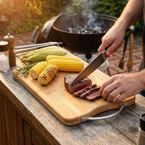 Premium Solid Wooden Chopping Board | Thick Butcher Block Cutting Board with Juice Groove | Knife-Friendly Kitchen Cutting Board