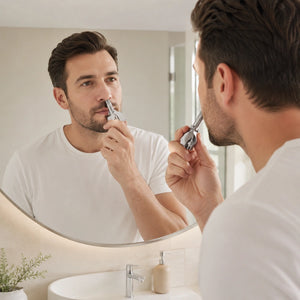 Premium Stainless Steel Manual Nose Hair Trimmer for Men & Women | Pain-Free Nose & Ear Hair Remover | Washable Precision Grooming Tool