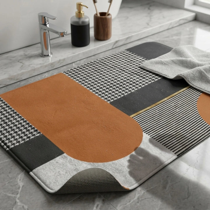 Happy Geometric Door Mat | Anti-Slip Soft Floor Rug | Modern Bathroom & Entrance Home Decor Mat