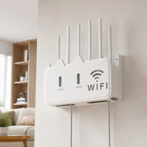 Self-Adhesive WiFi Router Storage Box, Wall Mount Router Holder, Router & Setup Box Storage Shelf with Cable Management, Floating WiFi Stand for Wall, Home & Office
