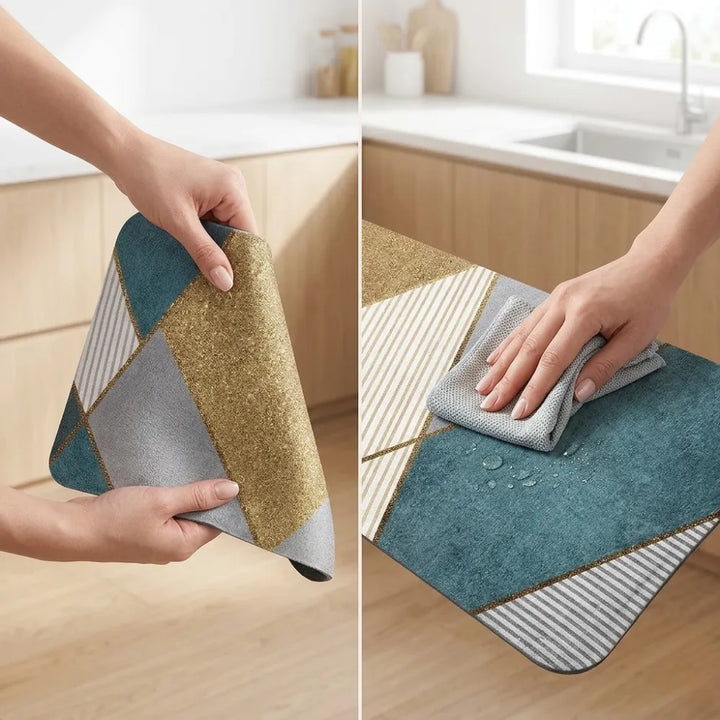 2-Piece Kitchen Mat Set | Waterproof Memory Foam Anti-Fatigue Non-Slip Rugs for Kitchen, Sink, Laundry & Office (120x40cm + 40x60cm)
