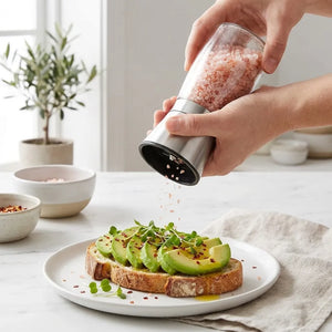 Premium Stainless Steel Salt & Pepper Grinder | Adjustable Ceramic Burr Spice Mill | Manual Pepper & Salt Grinder (1 Pc)