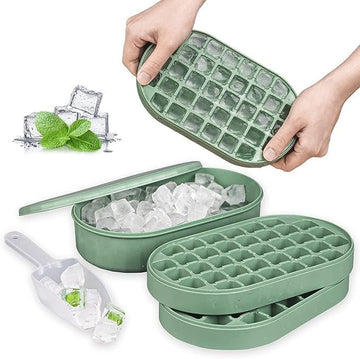 Silicone Ice Cube Tray with Lid | Ice Mold with Storage Compartment